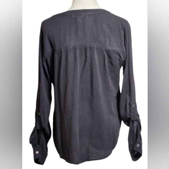 Candies Sheer V-neck Roll-up sleeves ties in front Top Size Large BNWT - Picture 2 of 6